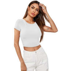 Women's Cotton Blend Solid Crop T-Shirt